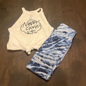 Cute gym outfit! High waisted 7/8 legging + motivational, Lorna Jane tan…